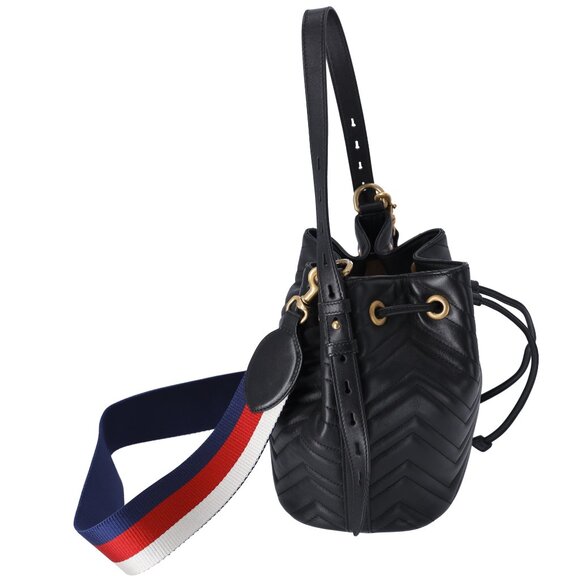 GUCCI GG Marmont Shoulder Bucket Bag 476674 Black Leather - Picture 5 of 10